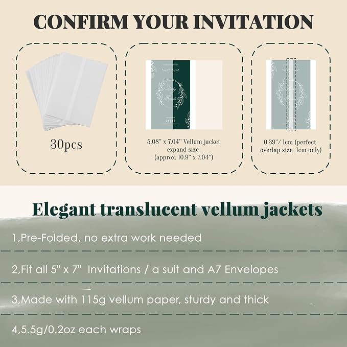 UNIQOOO 30 Pack Pre-Folded Vellum Jackets - Image 4