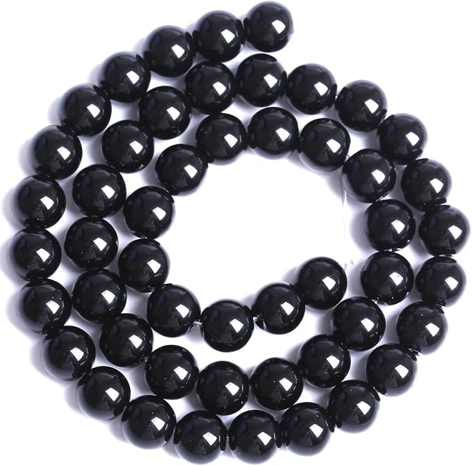 10MM Natural Black Agate Gemstone Beads Round Loose Stone Beads - Image 3