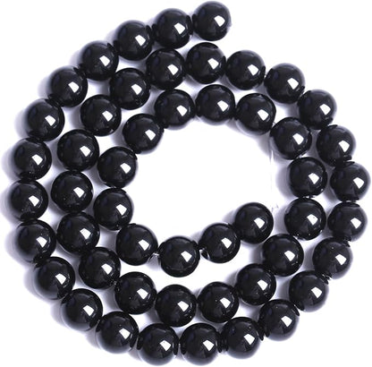 10MM Natural Black Agate Gemstone Beads Round Loose Stone Beads - Image 3