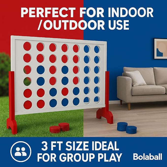 Bolaball 4 in a Row Tabletop Game – 1.8 Ft 4 to Score Game - Image 7