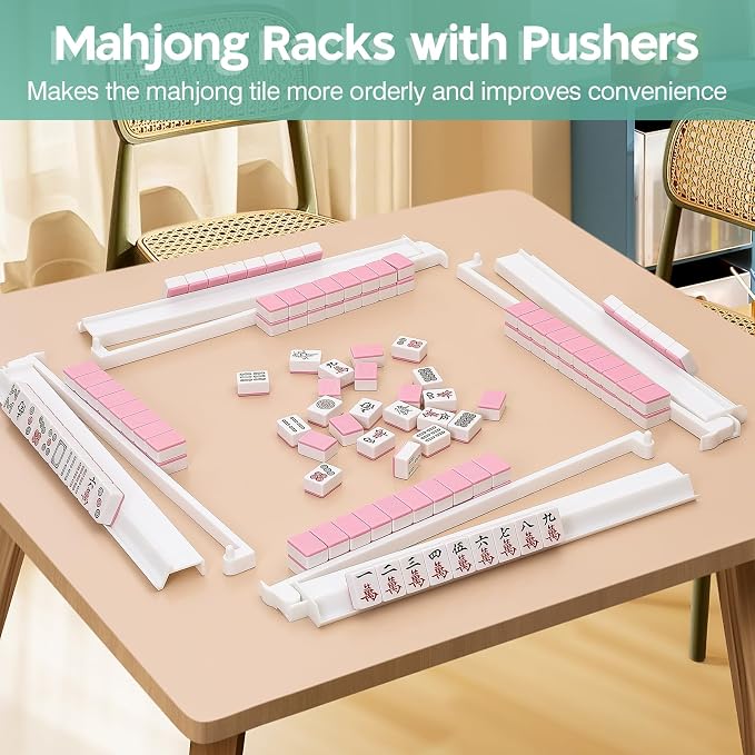 Mahjong Racks with Pushers Set of 4, Mahjong Tile Pushers and Racks, Acrylic - Image 6