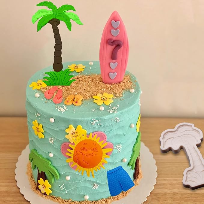 3 Pcs Hawaiian Coconut Tree Fondant Molds, Seaside Beach Sun Silicone Molds - Image 2