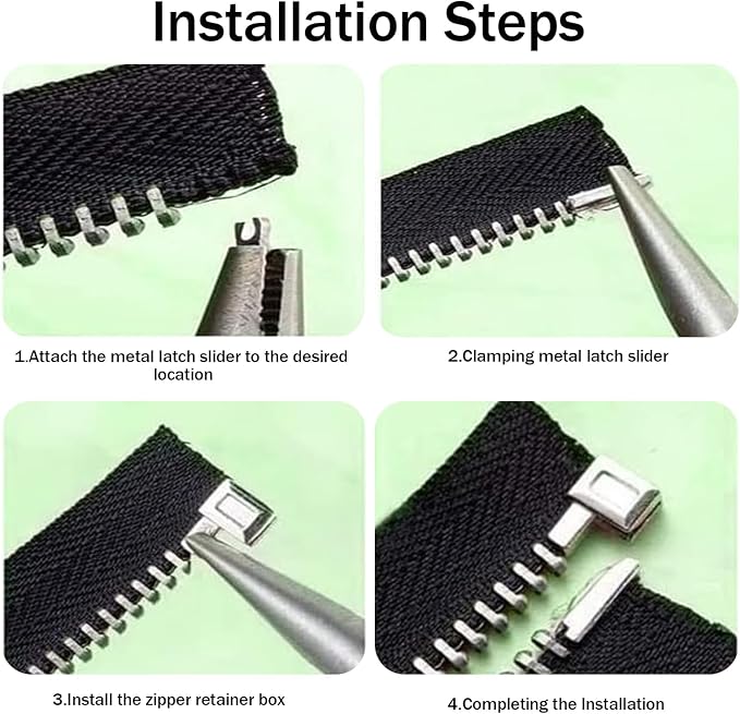 48pcs Zipper Head Slider, Zipper Latch Slider Retainer, 4 Sizes 3 Color Zippers - Image 4