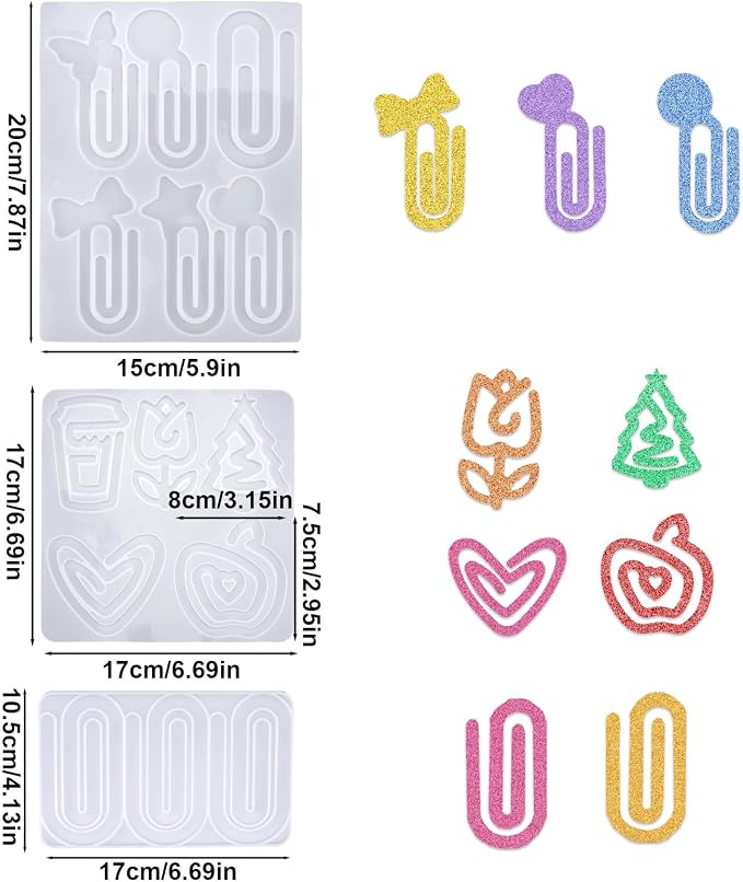3pcs Paperclip Bookmarks Mold, Jumbo Paper Clips Bookmarks Silicone Mold - Image 2