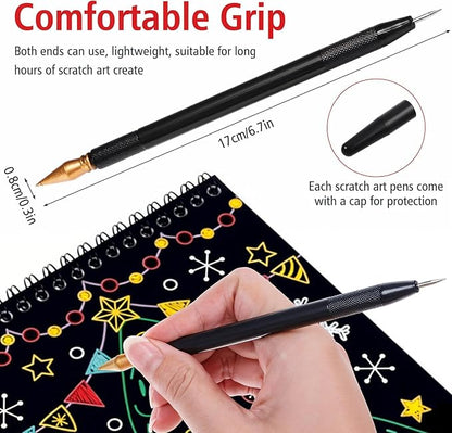 14Pcs Scratch Art Tools, Dual Tip Scratch Coloring Stylus Paper Art Kit - Image 5
