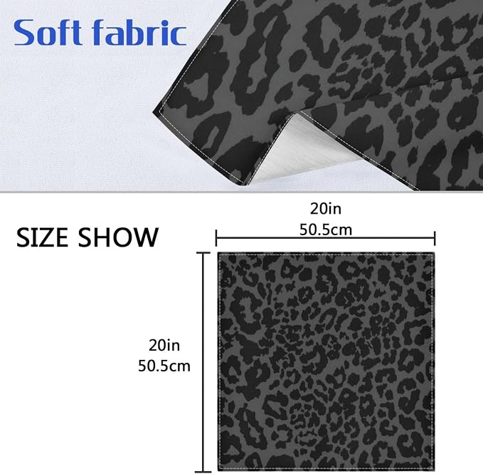 ALAZA Dark Gray Cheetah Leopard Print Cloth Napkins Set of 4, 20x20 Inch - Image 3