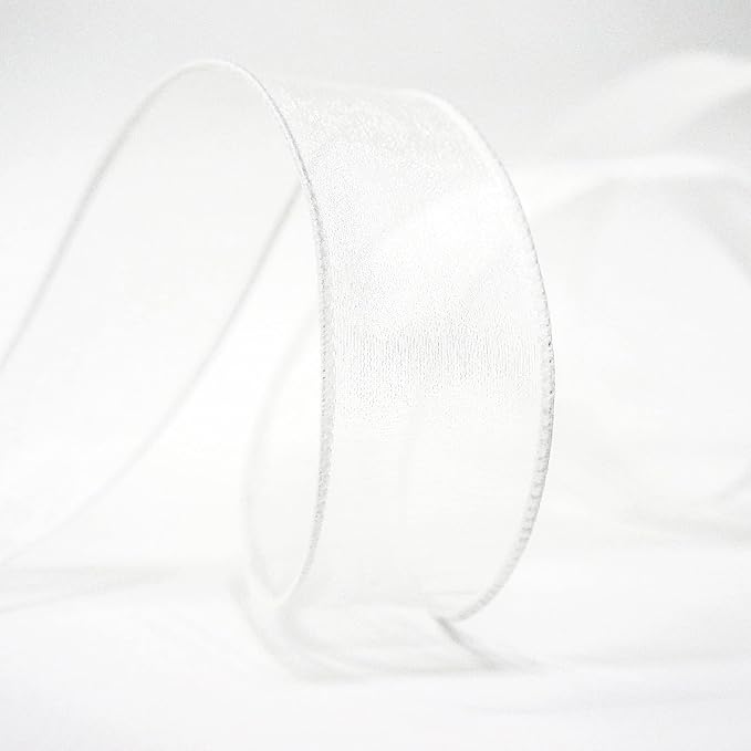 CT CRAFT LLC Sheer Organza Wired Ribbon 1.5" x 50Yards White - Image 3