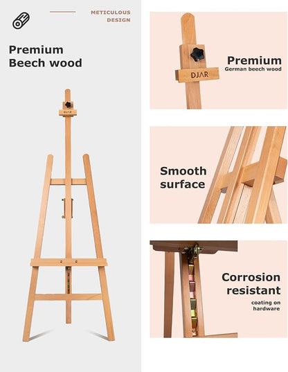 DJAR A Frame Wooden Art Easel for Painting, 57’’-76’’ Adjustable Height - Image 3
