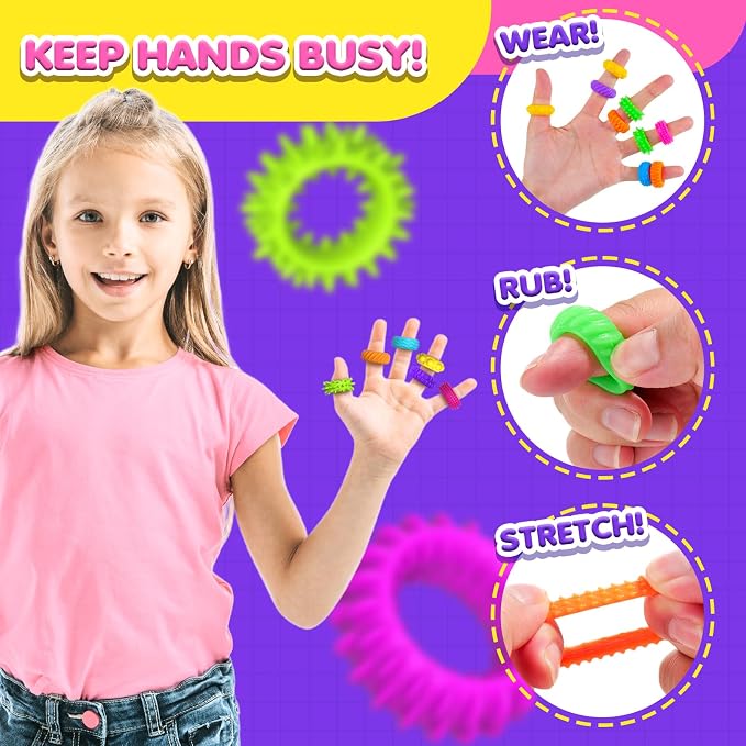 Fidget Toys Sensory Rings for Kids: Fidget Ring 18 Pack - Image 3
