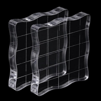 2Pcs Clear Stamp Blocks Set, 2 x 2 Inch Wave-Like Acrylic Blocks by QIMOO