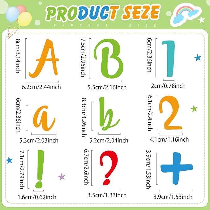 221 Pcs Classroom Bulletin Board Letters Colorful Alphabet Cutouts Number and - Image 3