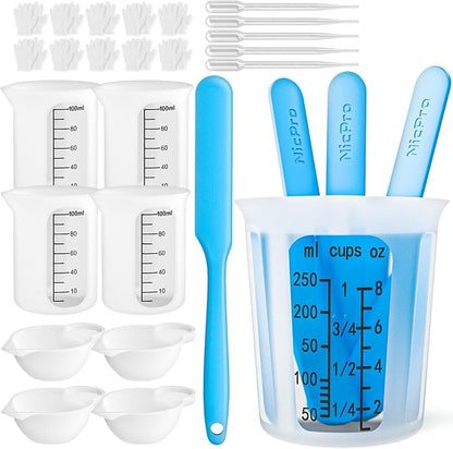 Silicone Resin Measuring Cups Tool Kit- Nicpro 250 & 100 ml Measure Cups by Nicpro