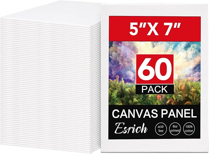 ESRICH 5x7 Small Canvases for Painting, 60 Pack Mini Canvas Boards for Painting by ESRICH