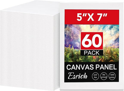 ESRICH 5x7 Small Canvases for Painting, 60 Pack Mini Canvas Boards for Painting by ESRICH