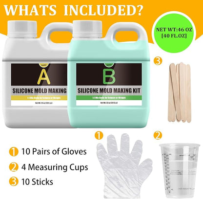 Silicone Molds Making Kit 46oz, Super Elastic 15A Silicone Rubber - Image 2
