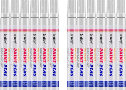 White Paint Markers, 12 Pack Oil-Based Waterproof Quick Dry Permanent Paint Pen by Craiiby