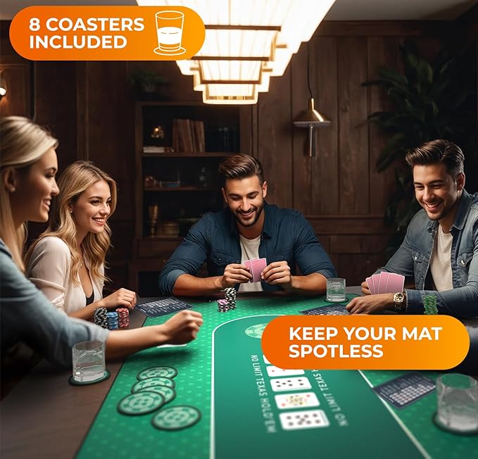 Newverest Poker Table Top 70" x 35", Texas Hold'em Poker Mat - Image 3