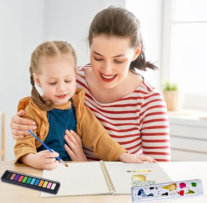 Watercolor Workbooks, Beginner Watercolor Painting Kit – 12 Colors Paint Set - Image 5