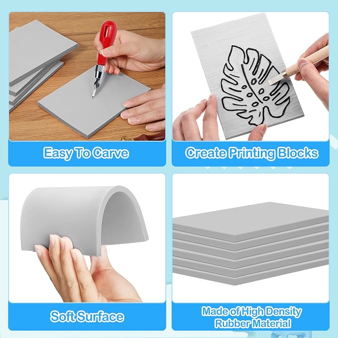 Frienda 50 Pack Rubber Carving Blocks 4 x 6 Inch, Rubber Stamp Carving Blocks - Image 3