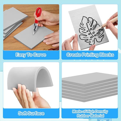 Frienda 50 Pack Rubber Carving Blocks 4 x 6 Inch, Rubber Stamp Carving Blocks - Image 3