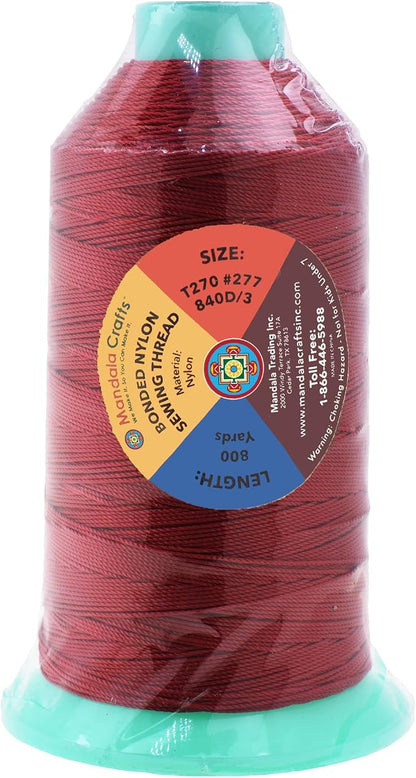 Mandala Crafts Bonded Nylon Thread Maroon Heavy Duty Sewing Threads - Image 3