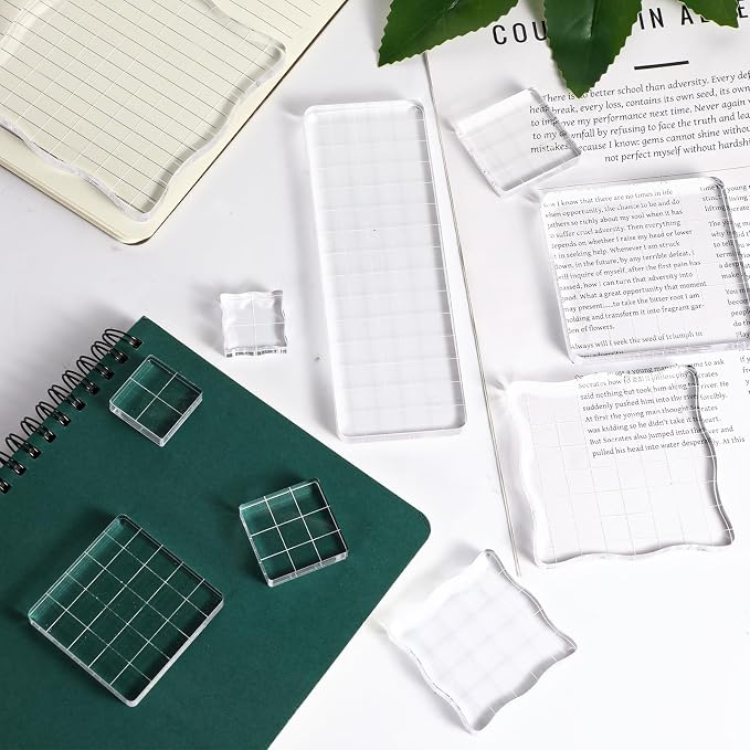 12Pcs Acrylic Stamp Block Clear Stamping Blocks Tools Set Assorted Sizes Stamp - Image 7