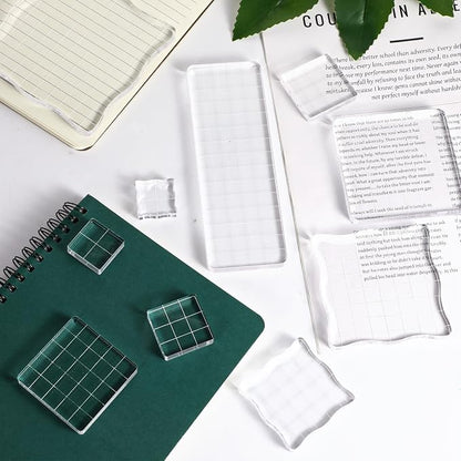 12Pcs Acrylic Stamp Block Clear Stamping Blocks Tools Set Assorted Sizes Stamp - Image 7