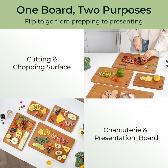 Wood Cutting Board, Carbonized Bamboo Cutting Boards Set - Image 5