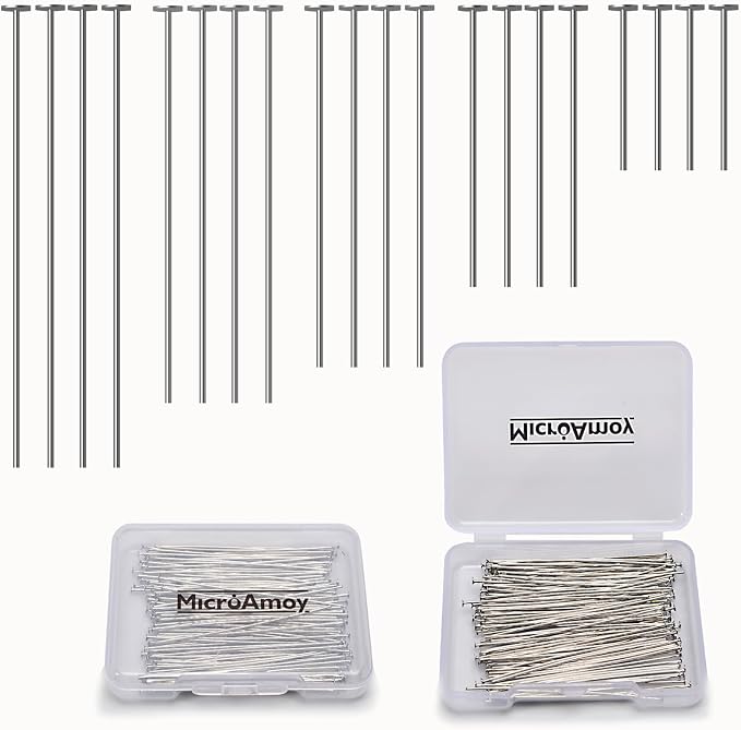 260pcs Silver Filled Flat Head Pins Non Tarnish Craft Earring Bracelet Jewelry by MICROAMOY