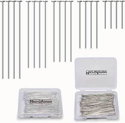 100pcs Silver Filled Flat Head Pins Non Tarnish Craft Earring Bracelet Jewelry by MICROAMOY