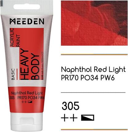 MEEDEN Acrylic Paint Naphthol Red Light: Bundled - 100ml/3.38oz x 2 Bulk Heavy - Image 2