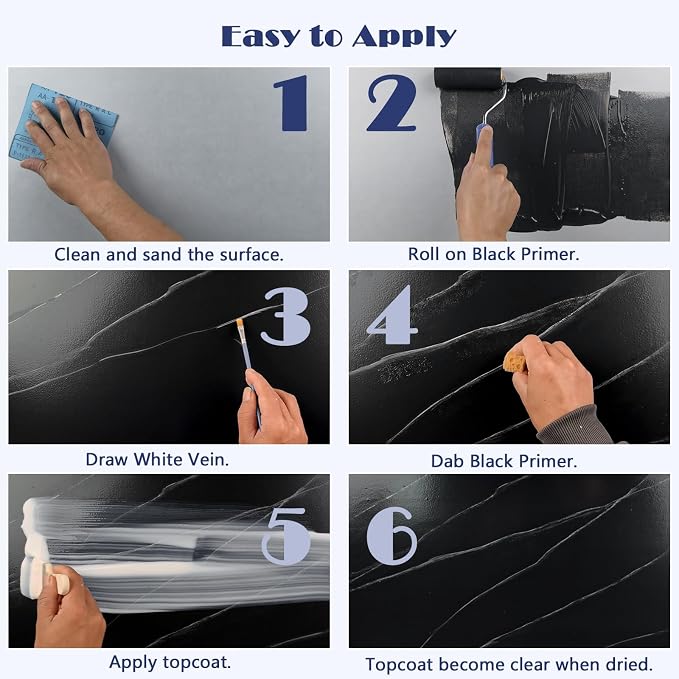 NADAMOO Black Marble Countertop Paint Kit - Image 4