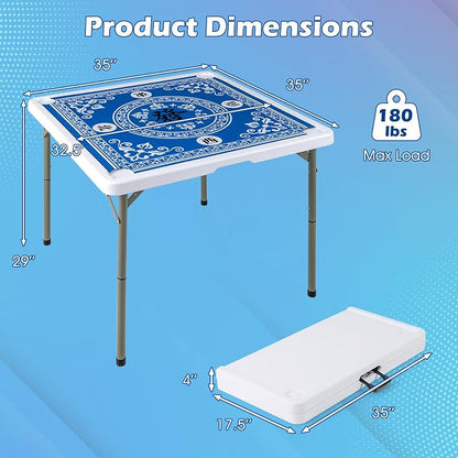 Giantex Folding Mahjong Table, Removable Noise Reduction Mat, HDPE Tabletop - Image 7