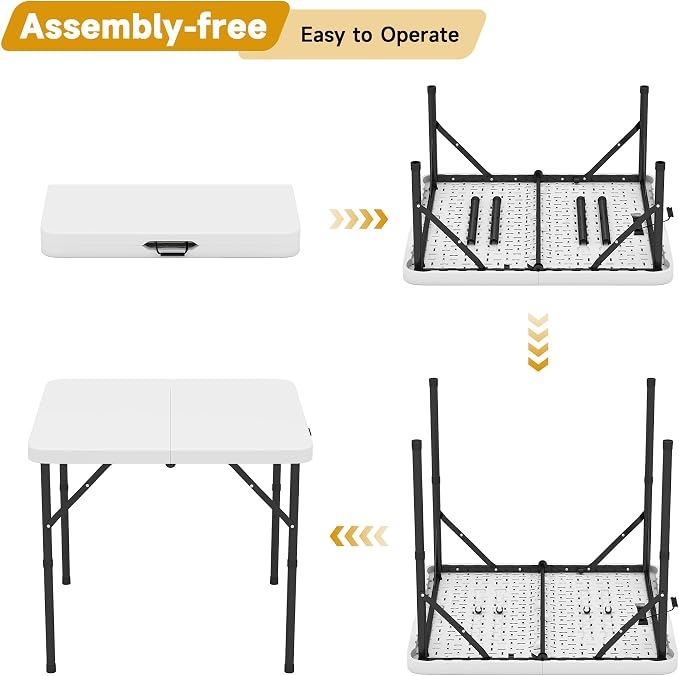 34" Square Folding Table, Portable Plastic Card Table - Image 7