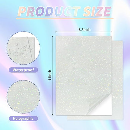 20 Sheets Holographic Sticker Paper, 8.5x11 Inch Clear Printable Vinyl Sticker - Image 2