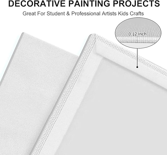 Artkey Canvas Boards 5x5 Inch 12-Pack, 10 oz Primed 100% Cotton White Blank - Image 2