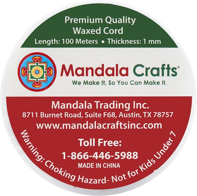 Mandala Crafts 1mm 109 Yards Dark Red Cotton Waxed Cord - Image 3