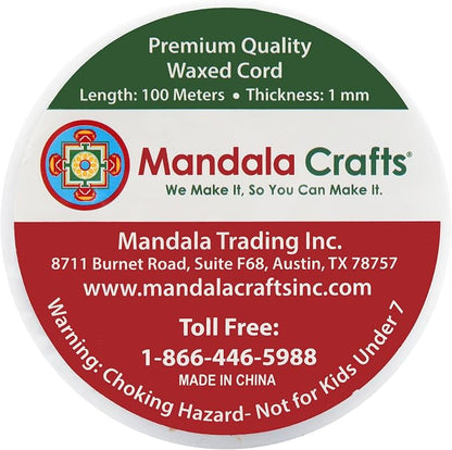 Mandala Crafts 1mm 109 Yards Dark Red Cotton Waxed Cord - Image 3