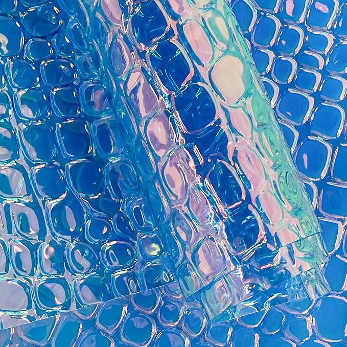 ONEART | Iridescent Transparent Embossed Vinyl Holographic Blue Clear PVC Vinyl by ONEART