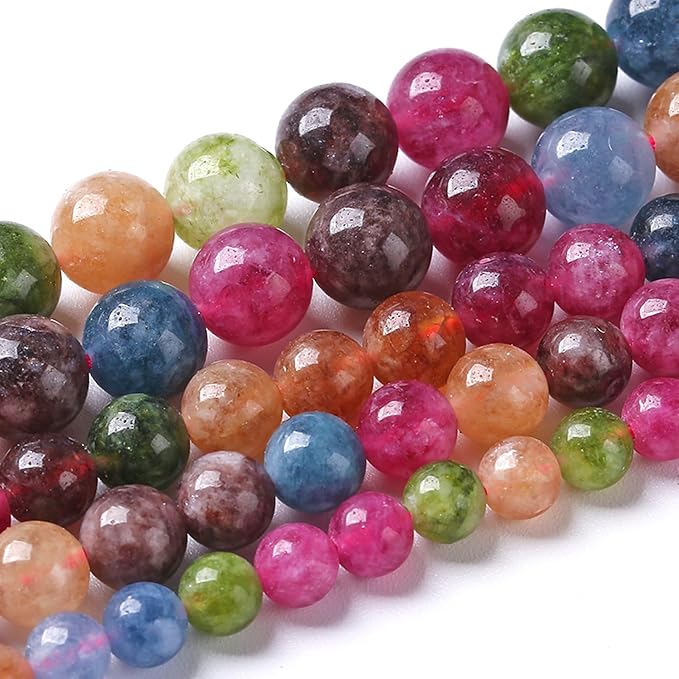 10MM Colorful Tourmaline Stone Beads Natural Gemstone Round Loose Beads - Image 2