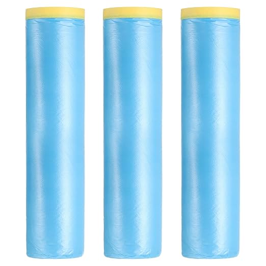uxcell Pre-Taped Masking Film, 7.9ft x 82ft Plastic Paint Drop Cloth by uxcell