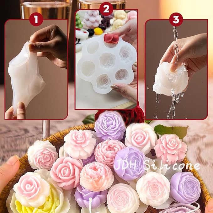 7 Sets Flower Candle molds, 3D Valentin e's Day Mold - Image 6