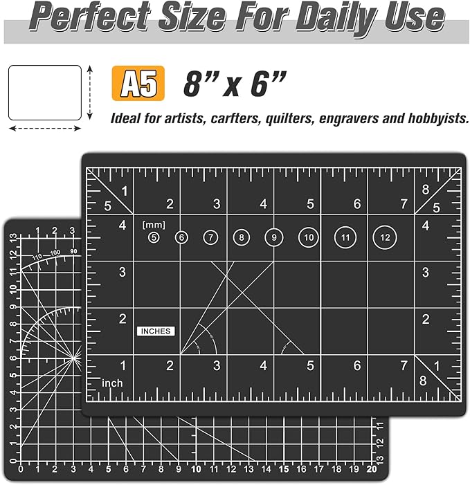 DIYSELF Cutting Mat 8in×6in, Self Healing Cutting Mat, A5 Rotary Cutting Mats - Image 2