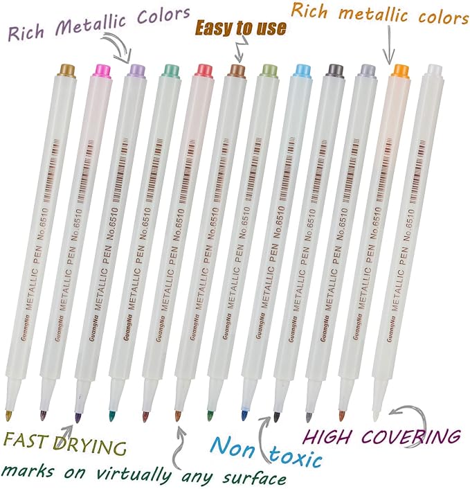 YUANCHENG Metallic Marker Pens, Rock Painting, Easter Egg, Halloween Pumpkin - Image 4