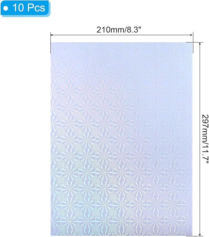 PATIKIL 11.7x8.3" Holographic Sticker Paper, 10Sheets A4 Polypropylene - Image 2