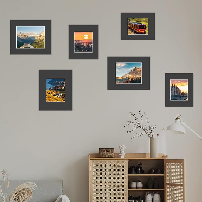 HOTUO 10 Pack Acid Free Black Picture Frame Mats, Pre-Cut 8x10 Picture Mats - Image 4