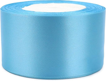 Light Blue Solid Satin Ribbon 2 Inch 25 Yards Solid Polyester Fabric Ribbon - Image 7