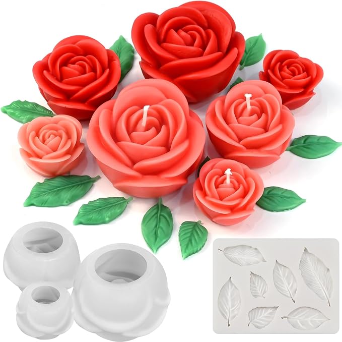 Rose Candle Molds, Epoxy Resin Casting, Wax Soap Clay Plaster Home Décor by ZQYSING
