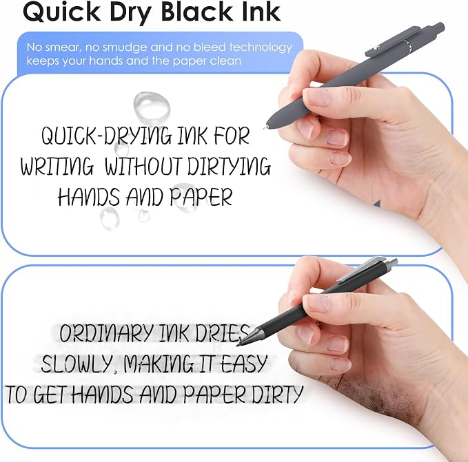 12PCS Gel Pens Black Ink Fine Point Pens - Image 3