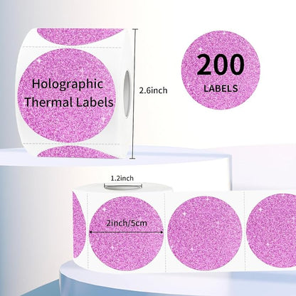 2" Holographic Thermal Label Stickers, Round Direct Thermal Label Stickers - Image 3